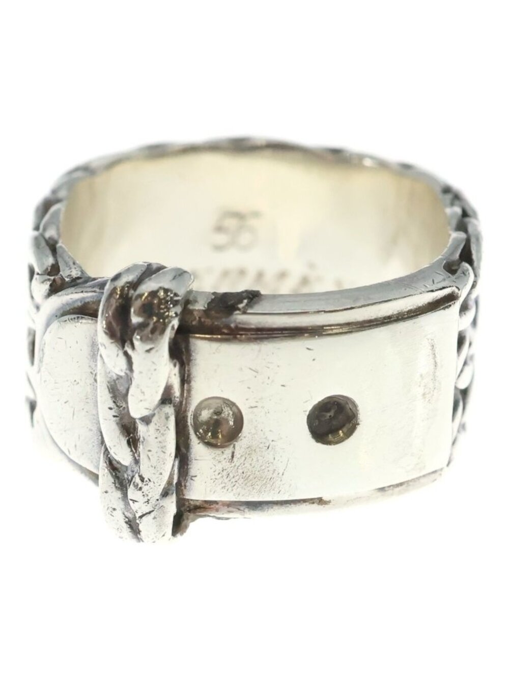 Hermes Diane 56 Belt Motif Ring Silver
